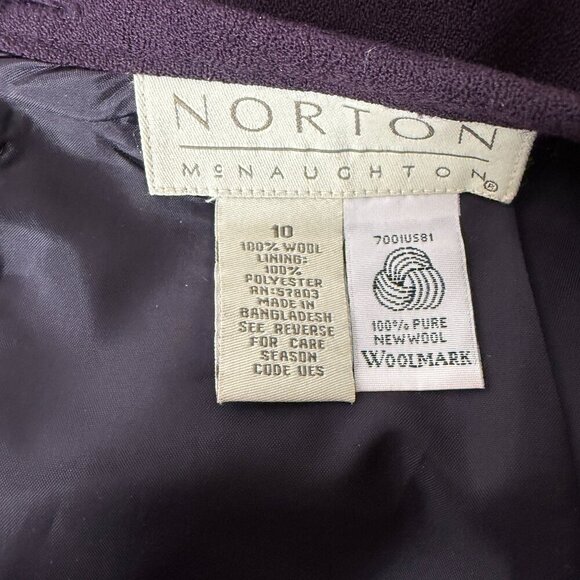 Norton McNaughton Plum Purple 2 Piece Suit 100% Pure New Wool Sz 10 Fully Lined - Picture 8 of 10